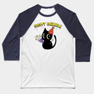 Party Animal Black Cat Baseball T-Shirt